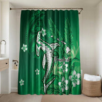Personalized Hawaiian Maori Hammerhead Shark Bathroom Set Omaomao Plumeria LT9 Shower Curtain Only Green - Polynesian Pride