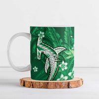 Personalized Hawaiian Maori Hammerhead Shark Ceramic Mug Omaomao Plumeria LT9 Green - Polynesian Pride
