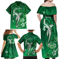 Personalized Hawaiian Maori Hammerhead Shark Family Matching Off Shoulder Maxi Dress and Hawaiian Shirt Omaomao Plumeria - Polynesian Pride