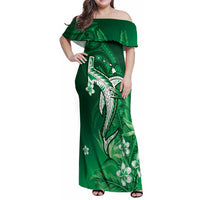 Personalized Hawaiian Maori Hammerhead Shark Family Matching Off Shoulder Maxi Dress and Hawaiian Shirt Omaomao Plumeria