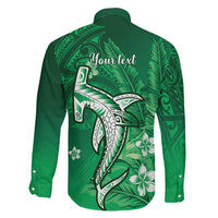 Personalized Hawaiian Maori Hammerhead Shark Family Matching Off Shoulder Short Dress and Hawaiian Shirt Omaomao Plumeria - Polynesian Pride