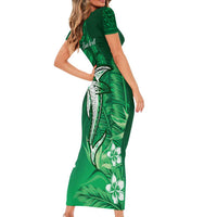Personalized Hawaiian Maori Hammerhead Shark Family Matching Short Sleeve Bodycon Dress and Hawaiian Shirt Omaomao Plumeria