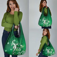 Personalized Hawaiian Maori Hammerhead Shark Grocery Bag Omaomao Plumeria - Polynesian Pride