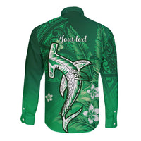 Personalized Hawaiian Maori Hammerhead Shark Long Sleeve Button Shirt Omaomao Plumeria LT9 - Polynesian Pride