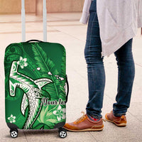 Personalized Hawaiian Maori Hammerhead Shark Luggage Cover Omaomao Plumeria LT9 Green - Polynesian Pride