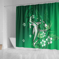 Personalized Hawaiian Maori Hammerhead Shark Shower Curtain Omaomao Plumeria LT9 - Polynesian Pride