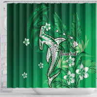 Personalized Hawaiian Maori Hammerhead Shark Shower Curtain Omaomao Plumeria LT9 - Polynesian Pride