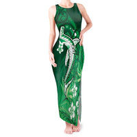 Personalized Hawaiian Maori Hammerhead Shark Tank Maxi Dress Omaomao Plumeria LT9 Women Green - Polynesian Pride