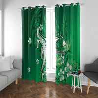 Personalized Hawaiian Maori Hammerhead Shark Window Curtain Omaomao Plumeria LT9 With Grommets Green - Polynesian Pride