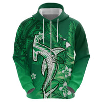 Personalized Hawaiian Maori Hammerhead Shark Zip Hoodie Omaomao Plumeria LT9 - Polynesian Pride