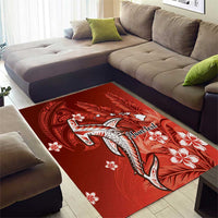 Personalized Hawaiian Maori Hammerhead Shark Area Rug Ulaula Plumeria LT9 - Polynesian Pride
