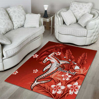 Personalized Hawaiian Maori Hammerhead Shark Area Rug Ulaula Plumeria LT9 - Polynesian Pride