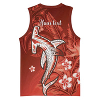Personalized Hawaiian Maori Hammerhead Shark Basketball Jersey Ulaula Plumeria LT9 - Polynesian Pride