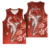 Personalized Hawaiian Maori Hammerhead Shark Basketball Jersey Ulaula Plumeria LT9 - Polynesian Pride