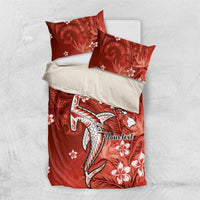 Personalized Hawaiian Maori Hammerhead Shark Bedding Set Ulaula Plumeria LT9 US Twin 172cm x 218cm Red - Polynesian Pride