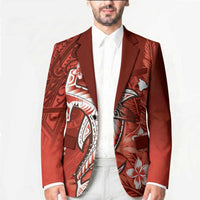 Personalized Hawaiian Maori Hammerhead Shark Blazer Ulaula Plumeria LT9 - Polynesian Pride