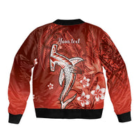Personalized Hawaiian Maori Hammerhead Shark Bomber Jacket Ulaula Plumeria LT9 - Polynesian Pride
