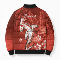 Personalized Hawaiian Maori Hammerhead Shark Bomber Puffer Jacket Ulaula Plumeria LT9 - Polynesian Pride
