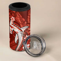 Personalized Hawaiian Maori Hammerhead Shark 4 in 1 Can Cooler Tumbler Ulaula Plumeria LT9 - Polynesian Pride