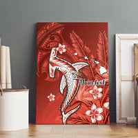 Personalized Hawaiian Maori Hammerhead Shark Canvas Wall Art Ulaula Plumeria LT9 - Polynesian Pride