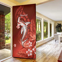Personalized Hawaiian Maori Hammerhead Shark Door Cover Ulaula Plumeria LT9 - Polynesian Pride