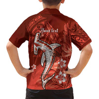 Personalized Hawaiian Maori Hammerhead Shark Family Matching Off Shoulder Maxi Dress and Hawaiian Shirt Ulaula Plumeria