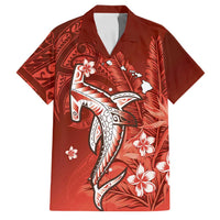 Personalized Hawaiian Maori Hammerhead Shark Family Matching Off Shoulder Maxi Dress and Hawaiian Shirt Ulaula Plumeria