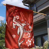Personalized Hawaiian Maori Hammerhead Shark Garden Flag Ulaula Plumeria LT9 - Polynesian Pride