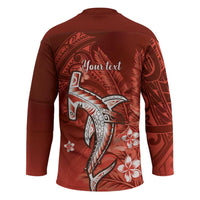 Personalized Hawaiian Maori Hammerhead Shark Hockey Jersey Ulaula Plumeria LT9 - Polynesian Pride