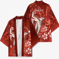 Personalized Hawaiian Maori Hammerhead Shark Kimono Ulaula Plumeria LT9 - Polynesian Pride