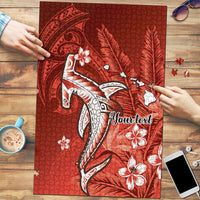 Personalized Hawaiian Maori Hammerhead Shark Puzzle Ulaula Plumeria LT9 Red - Polynesian Pride