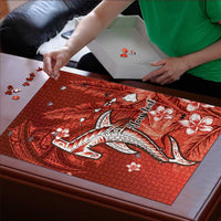 Personalized Hawaiian Maori Hammerhead Shark Puzzle Ulaula Plumeria LT9 - Polynesian Pride