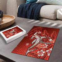 Personalized Hawaiian Maori Hammerhead Shark Puzzle Ulaula Plumeria LT9 - Polynesian Pride