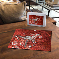 Personalized Hawaiian Maori Hammerhead Shark Puzzle Ulaula Plumeria LT9 - Polynesian Pride