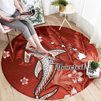 Personalized Hawaiian Maori Hammerhead Shark Round Carpet Ulaula Plumeria LT9 - Polynesian Pride