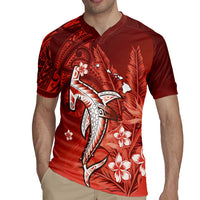 Personalized Hawaiian Maori Hammerhead Shark Rugby Jersey Ulaula Plumeria LT9 - Polynesian Pride