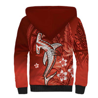 Personalized Hawaiian Maori Hammerhead Shark Sherpa Hoodie Ulaula Plumeria LT9 - Polynesian Pride