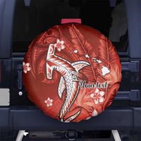 Personalized Hawaiian Maori Hammerhead Shark Spare Tire Cover Ulaula Plumeria LT9 No hole Red - Polynesian Pride