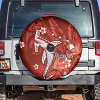 Personalized Hawaiian Maori Hammerhead Shark Spare Tire Cover Ulaula Plumeria LT9 Red - Polynesian Pride