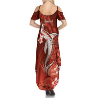 Personalized Hawaiian Maori Hammerhead Shark Summer Maxi Dress Ulaula Plumeria LT9 - Polynesian Pride