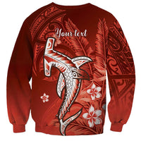 Personalized Hawaiian Maori Hammerhead Shark Sweatshirt Ulaula Plumeria LT9 - Polynesian Pride