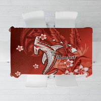 Personalized Hawaiian Maori Hammerhead Shark Tablecloth Ulaula Plumeria LT9 Red - Polynesian Pride