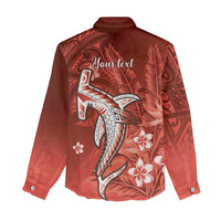 Personalized Hawaiian Maori Hammerhead Shark Women Casual Shirt Ulaula Plumeria LT9 - Polynesian Pride