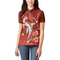 Personalized Hawaiian Maori Hammerhead Shark Women Polo Shirt Ulaula Plumeria LT9 - Polynesian Pride