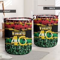 Vanuatu 46th Year Anniversary Laundry Basket 30 July 1980 Hibiscus Seamless Pattern LT9 - Polynesian Pride