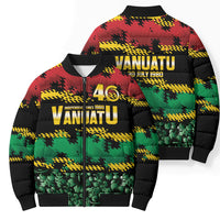 Vanuatu 46th Year Anniversary Bomber Puffer Jacket 30 July 1980 Hibiscus Seamless Pattern LT9 - Polynesian Pride