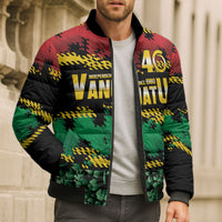 Vanuatu 46th Year Anniversary Bomber Puffer Jacket 30 July 1980 Hibiscus Seamless Pattern LT9 - Polynesian Pride