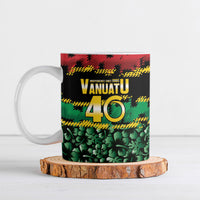 Vanuatu 46th Year Anniversary Ceramic Mug 30 July 1980 Hibiscus Seamless Pattern LT9 Black - Polynesian Pride