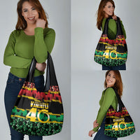Vanuatu 46th Year Anniversary Grocery Bag 30 July 1980 Hibiscus Seamless Pattern LT9 - Polynesian Pride