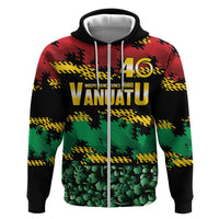 Vanuatu 46th Year Anniversary Hoodie 30 July 1980 Hibiscus Seamless Pattern LT9 Zip Hoodie Black - Polynesian Pride